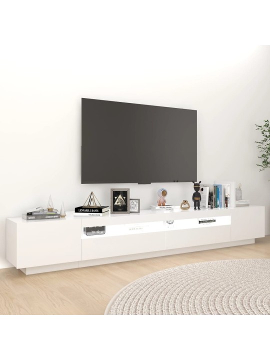 Televizoriaus spintelė su LED apšvietimu, balta, 260x35x40cm