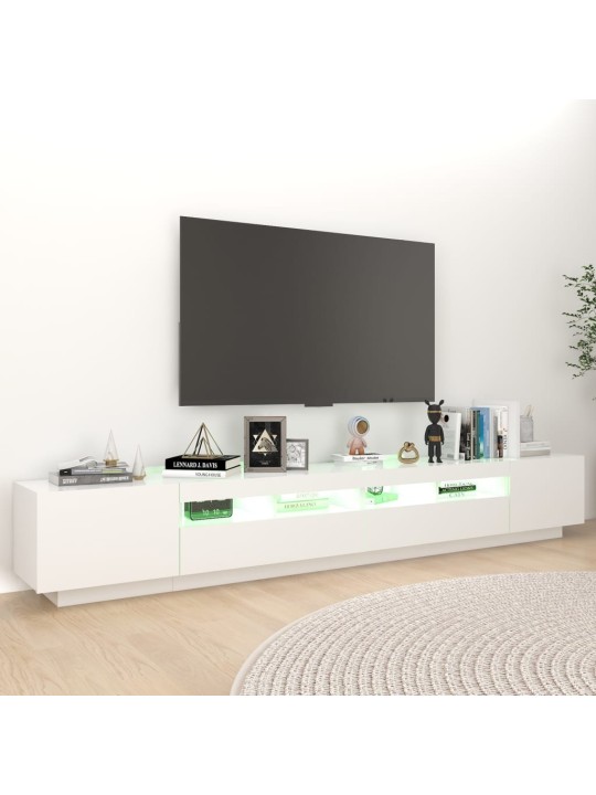 Televizoriaus spintelė su LED apšvietimu, balta, 260x35x40cm
