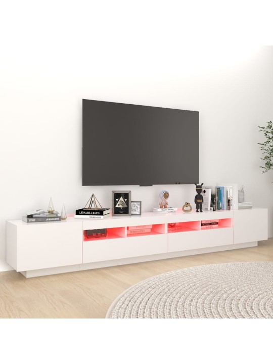 Televizoriaus spintelė su LED apšvietimu, balta, 260x35x40cm