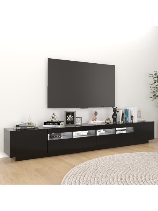 Televizoriaus spintelė su LED apšvietimu, juoda, 260x35x40cm