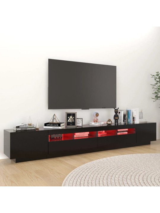 Televizoriaus spintelė su LED apšvietimu, juoda, 260x35x40cm
