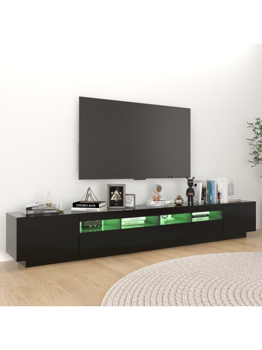 Televizoriaus spintelė su LED apšvietimu, juoda, 260x35x40cm