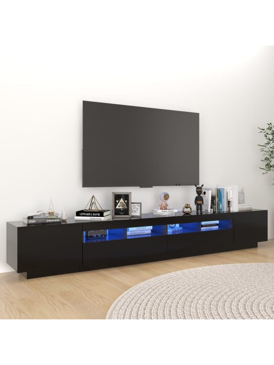 Televizoriaus spintelė su LED apšvietimu, juoda, 260x35x40cm