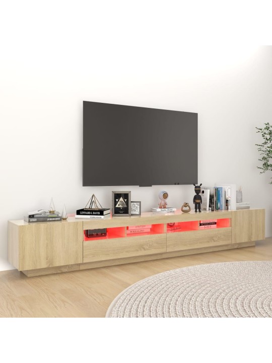Televizoriaus spintelė su LED apšvietimu, ąžuolo, 260x35x40cm