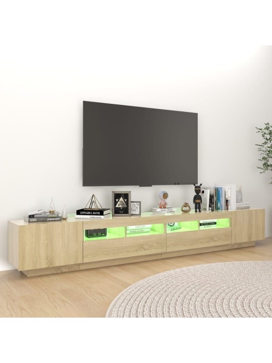 Televizoriaus spintelė su LED apšvietimu, ąžuolo, 260x35x40cm