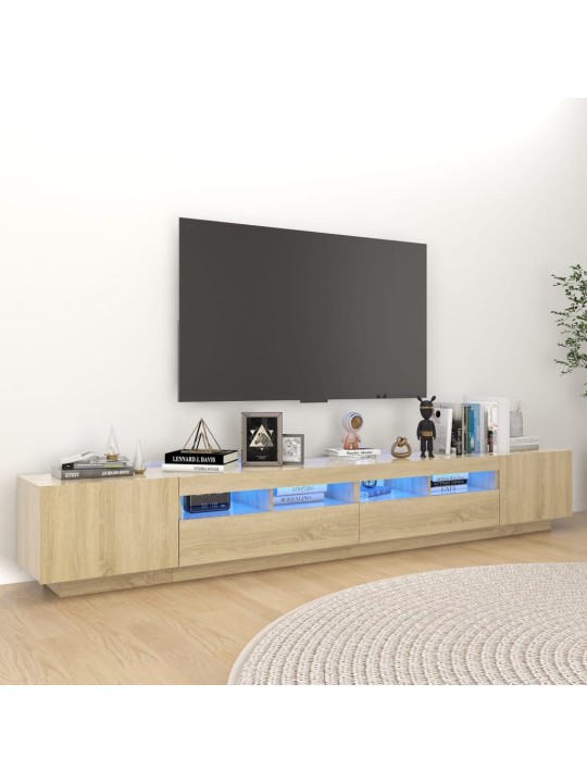 Televizoriaus spintelė su LED apšvietimu, ąžuolo, 260x35x40cm