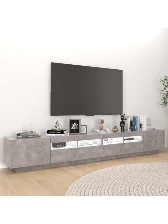 Televizoriaus spintelė su LED, betono pilka, 260x35x40cm