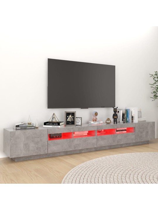 Televizoriaus spintelė su LED, betono pilka, 260x35x40cm