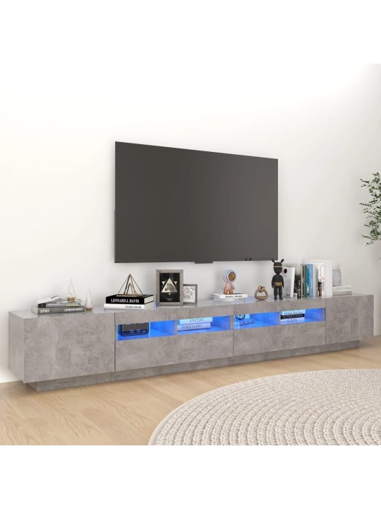 Televizoriaus spintelė su LED, betono pilka, 260x35x40cm
