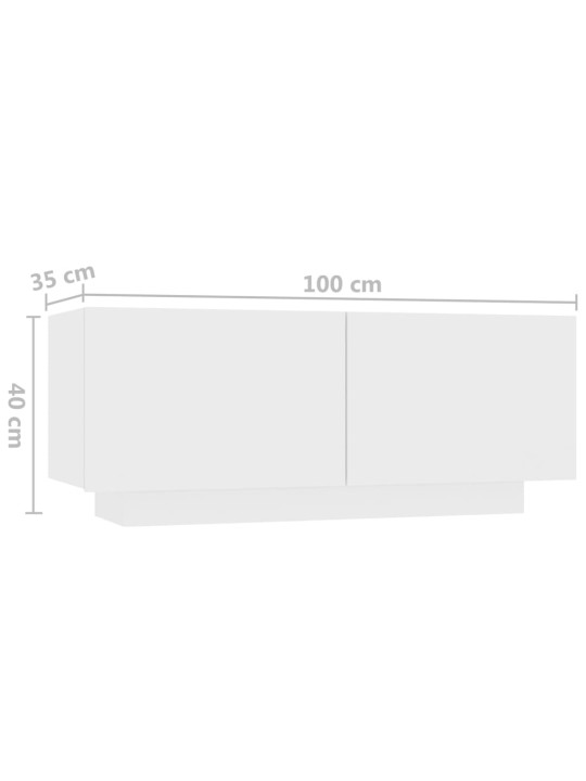 Televizoriaus spintelė su LED apšvietimu, balta, 300x35x40cm