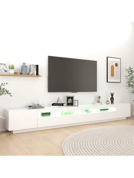 Televizoriaus spintelė su LED apšvietimu, balta, 300x35x40cm