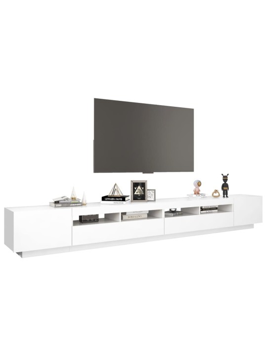 Televizoriaus spintelė su LED apšvietimu, balta, 300x35x40cm