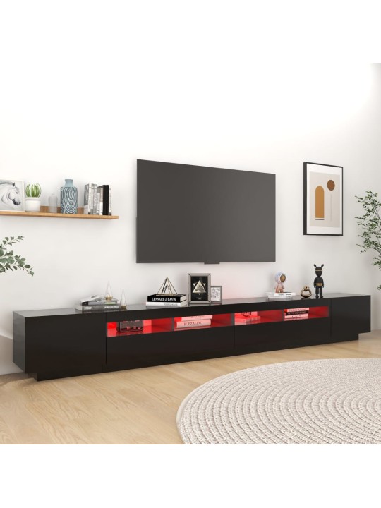 Televizoriaus spintelė su LED apšvietimu, juoda, 300x35x40cm