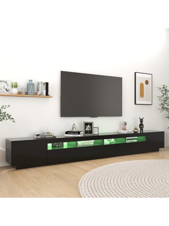 Televizoriaus spintelė su LED apšvietimu, juoda, 300x35x40cm