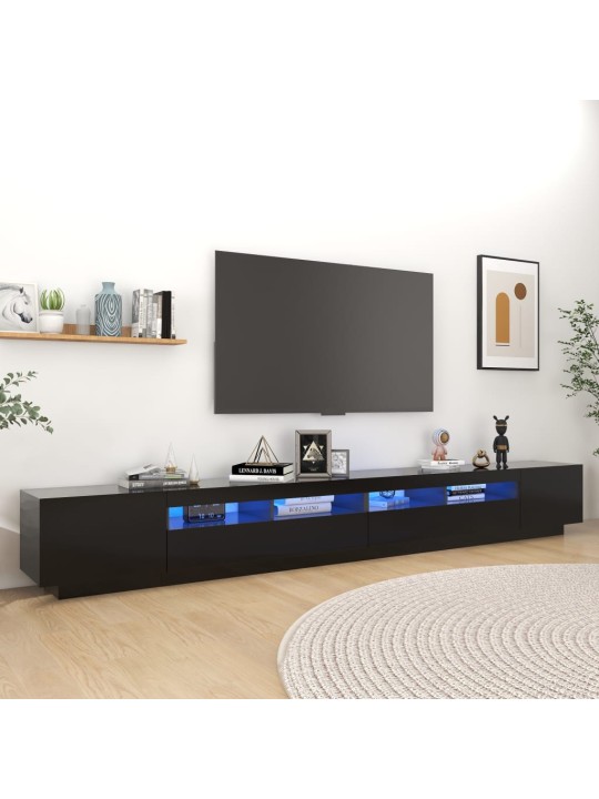 Televizoriaus spintelė su LED apšvietimu, juoda, 300x35x40cm