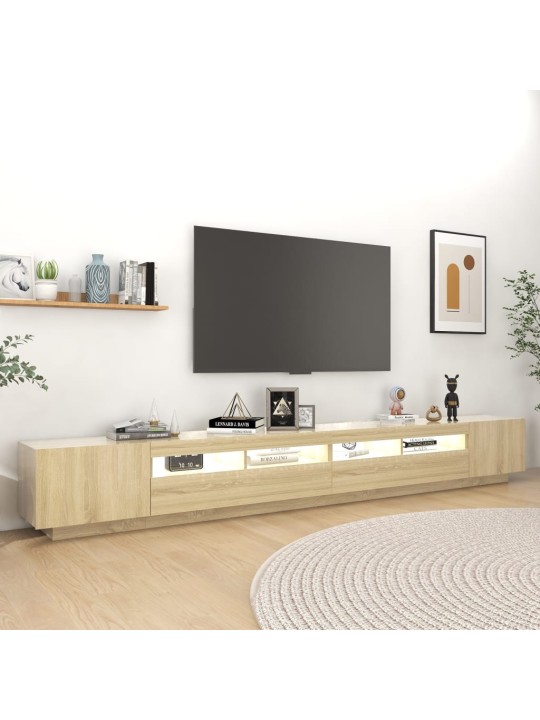 Televizoriaus spintelė su LED apšvietimu, ąžuolo, 300x35x40cm