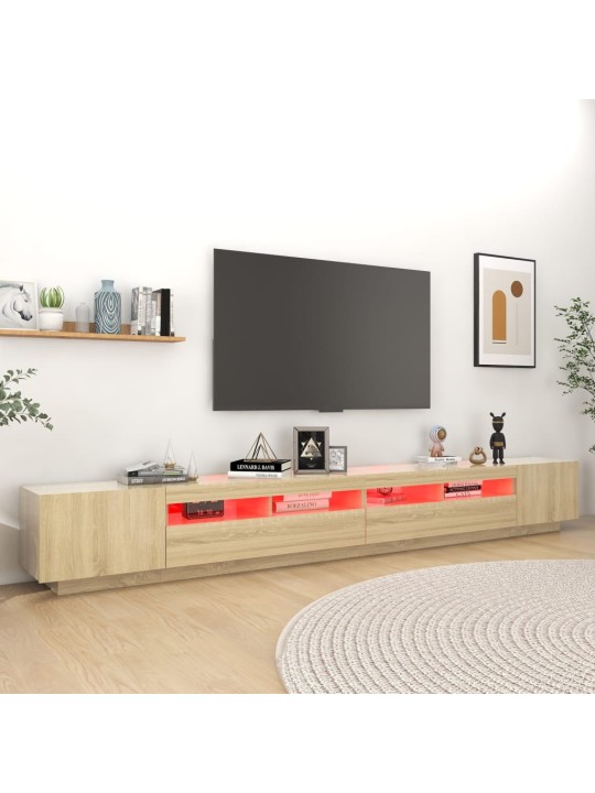 Televizoriaus spintelė su LED apšvietimu, ąžuolo, 300x35x40cm