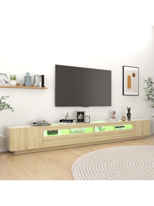 Televizoriaus spintelė su LED apšvietimu, ąžuolo, 300x35x40cm