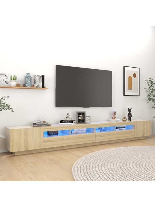 Televizoriaus spintelė su LED apšvietimu, ąžuolo, 300x35x40cm