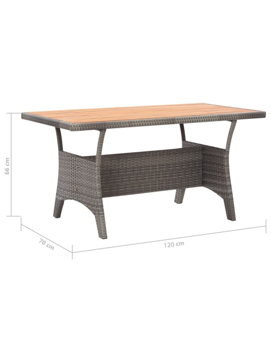 Sodo stalas, pilkas, 120x70x66cm, akacijos medienos masyvas