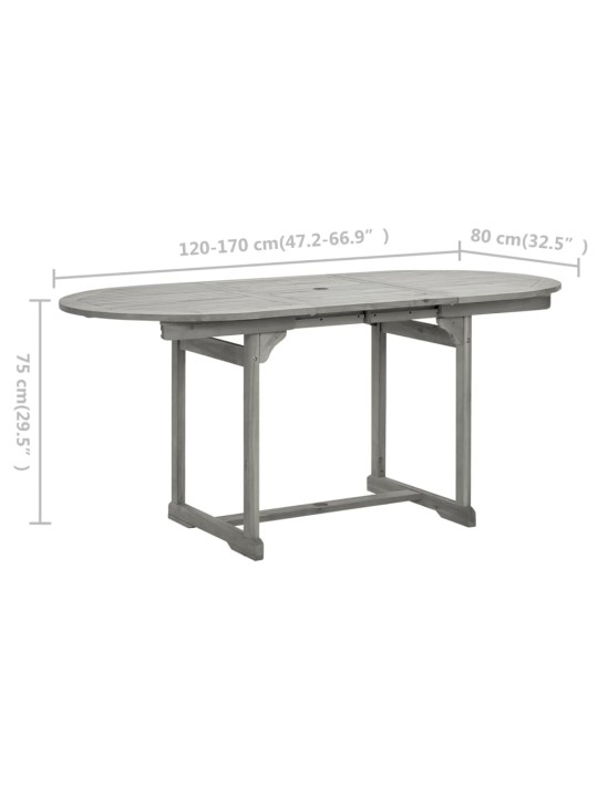 Sodo valgomojo stalas, (120–170)x80x75cm, akacijos masyvas