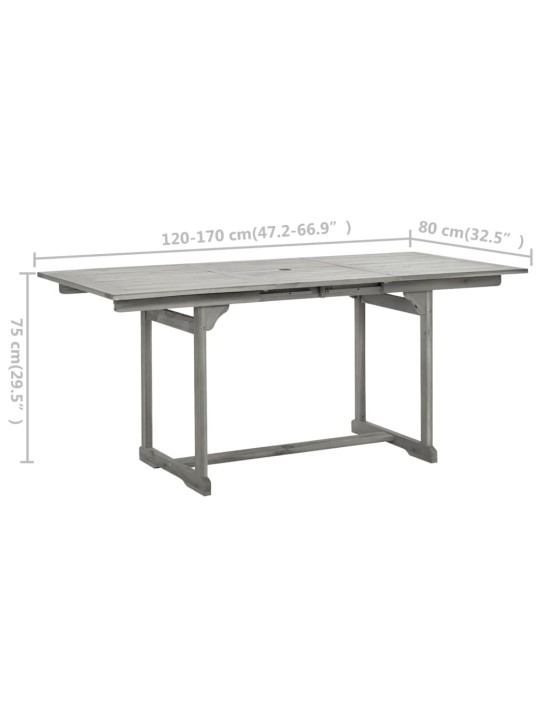 Sodo valgomojo stalas, (120–170)x80x75cm, akacijos masyvas