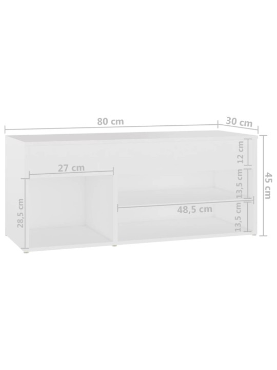 Batų suoliukas, baltos spalvos, 80x30x45cm, MDP