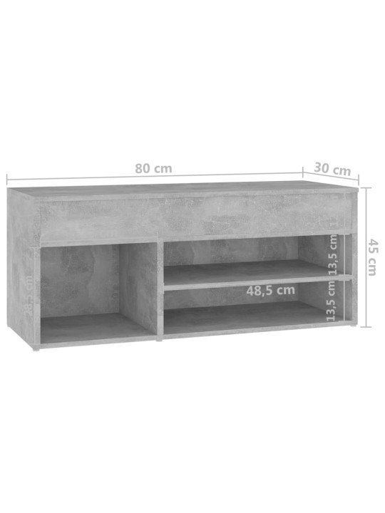 Batų suoliukas, betono pilkos spalvos, 80x30x45cm, MDP
