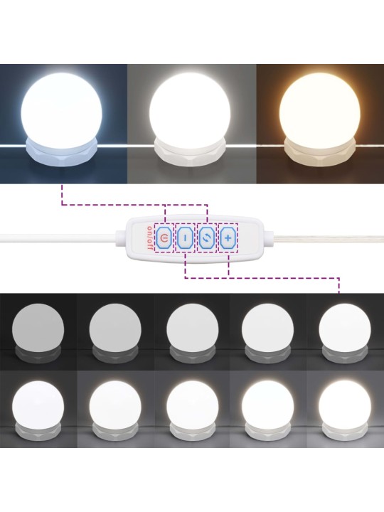 Kosmetinis staliukas su LED apšvietimu, baltas, 74,5x40x141cm