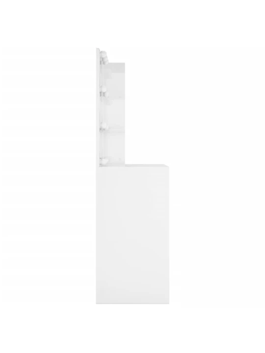 Kosmetinis staliukas su LED, baltas, 60x40x140cm, blizgus