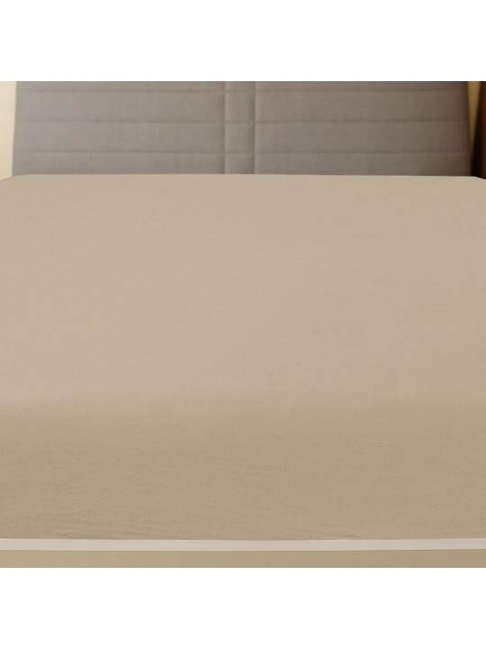 Trikotažinė paklodė su guma, taupe spalvos, 180x200cm, medvilnė