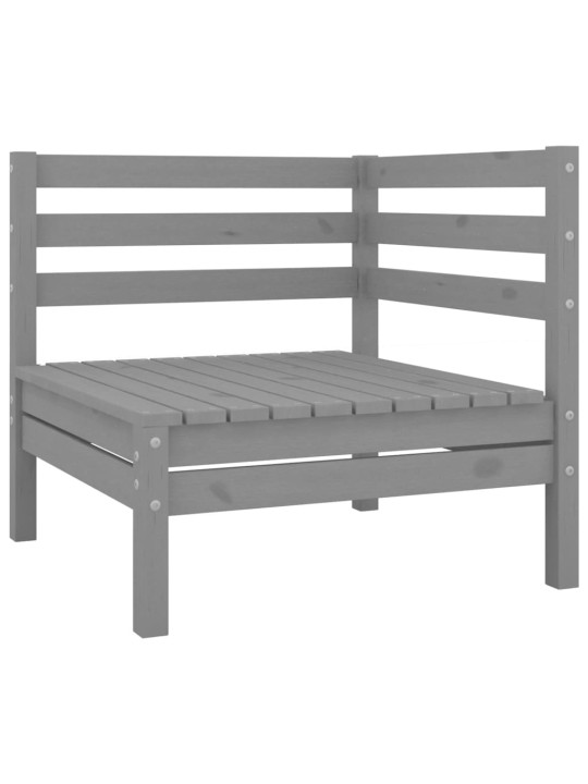 Kampinė sodo sofa, pilkos spalvos, pušies medienos masyvas