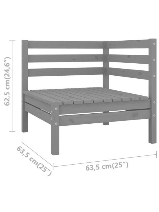 Kampinė sodo sofa, pilkos spalvos, pušies medienos masyvas