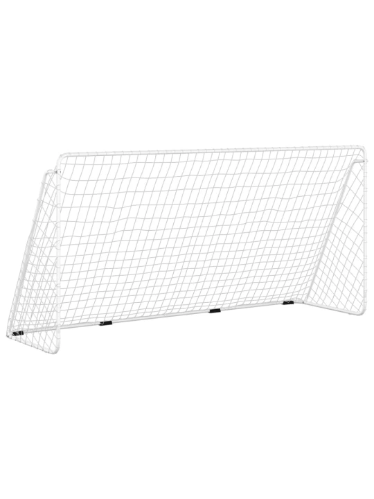 Futbolo vartai su tinklu, balti, 366x122x182cm, plienas