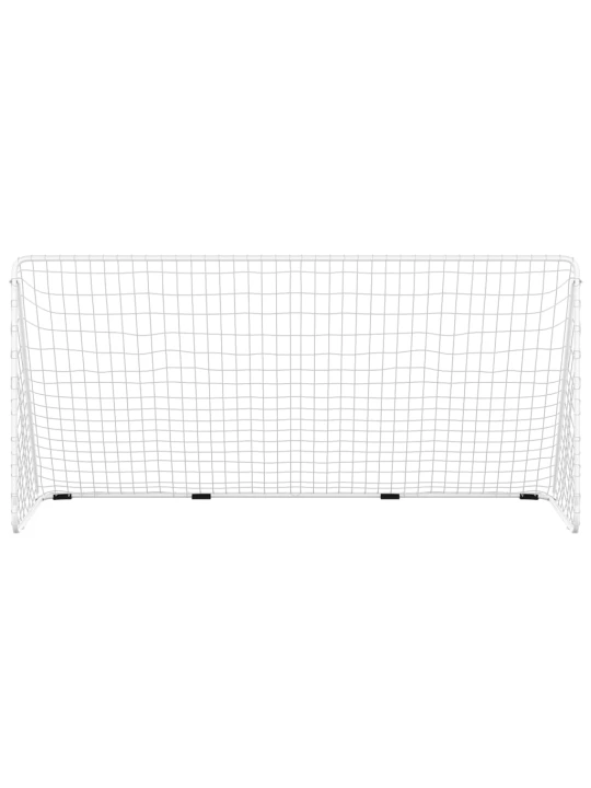 Futbolo vartai su tinklu, balti, 366x122x182cm, plienas