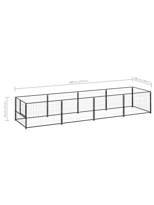 Voljeras šunims, juodos spalvos, 4m², plienas