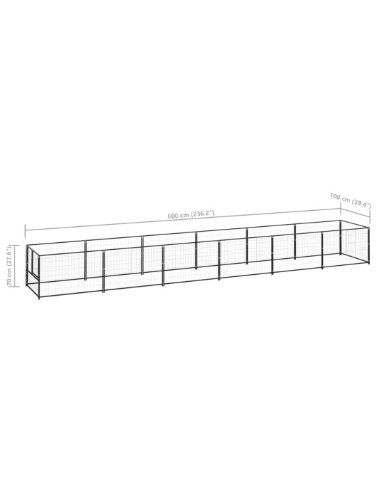 Voljeras šunims, juodos spalvos, 6m², plienas