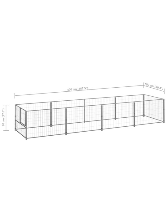 Voljeras šunims, sidabrinės spalvos, 4m², plienas
