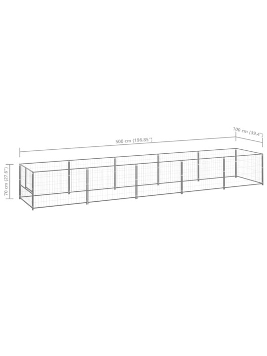 Voljeras šunims, sidabrinės spalvos, 5m², plienas