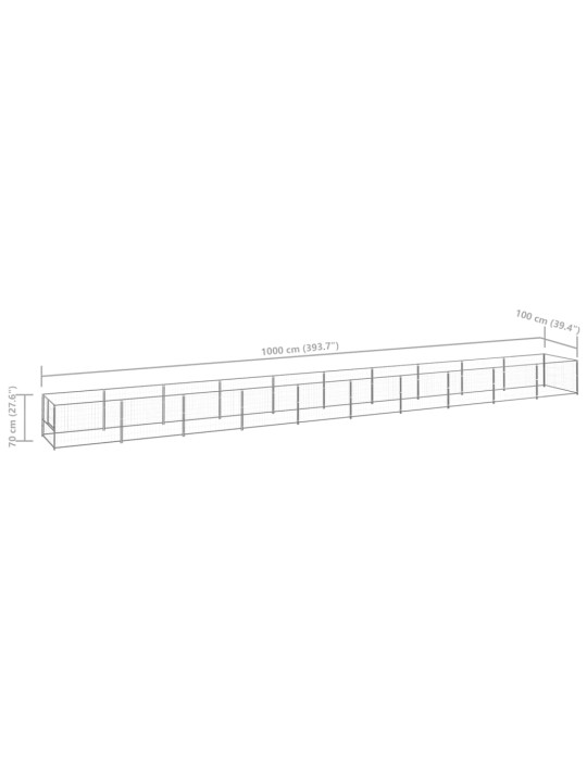 Voljeras šunims, sidabrinės spalvos, 10m², plienas