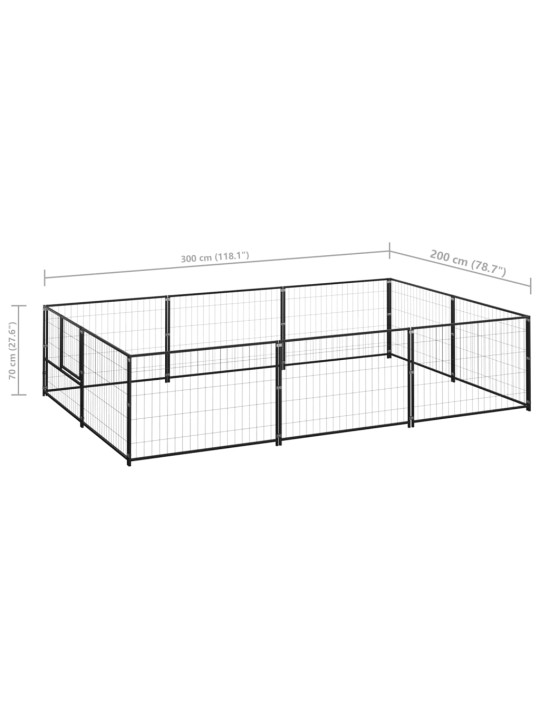Voljeras šunims, juodos spalvos, 6m², plienas