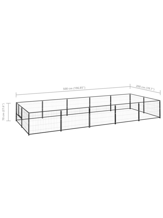 Voljeras šunims, juodos spalvos, 10m², plienas