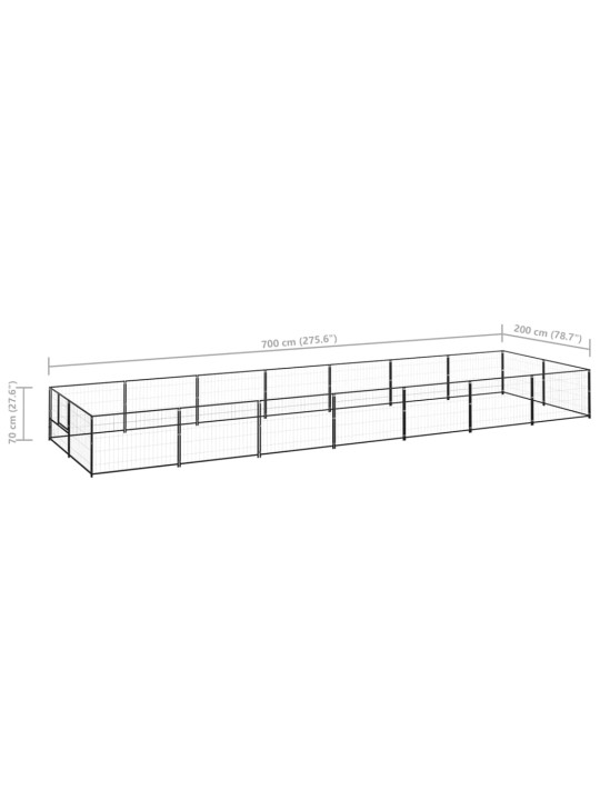 Voljeras šunims, juodos spalvos, 14m², plienas