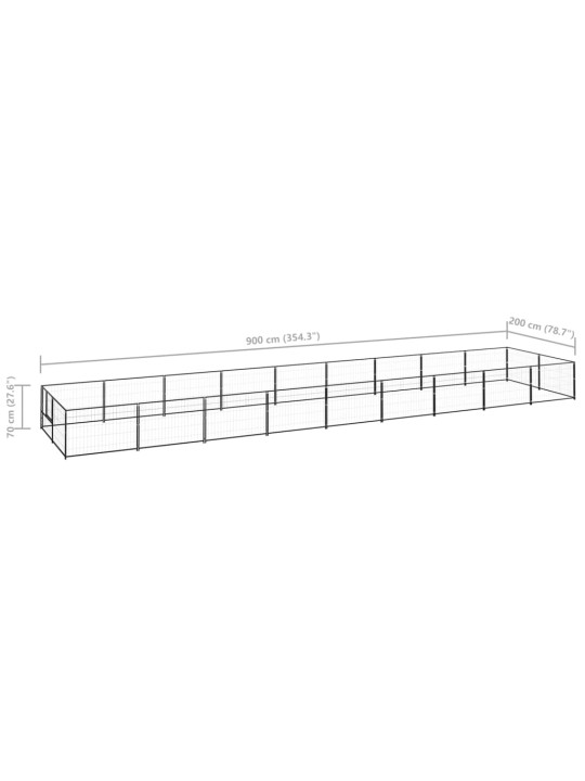 Voljeras šunims, juodos spalvos, 18m², plienas