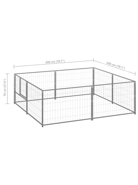 Voljeras šunims, sidabrinės spalvos, 4m², plienas