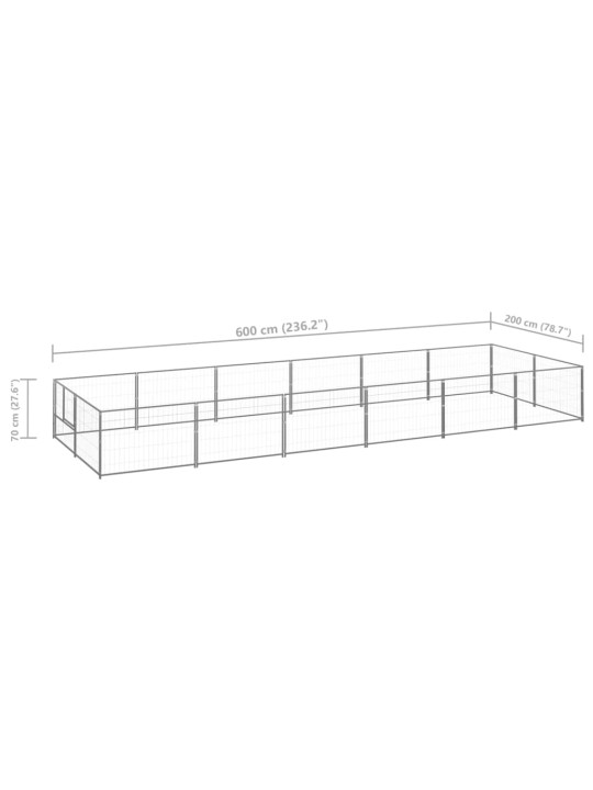 Voljeras šunims, sidabrinės spalvos, 12m², plienas