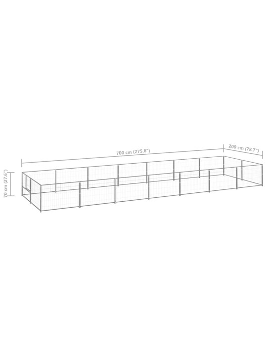 Voljeras šunims, sidabrinės spalvos, 14m², plienas