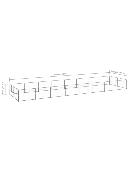 Voljeras šunims, sidabrinės spalvos, 16m², plienas