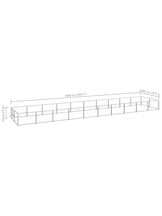 Voljeras šunims, sidabrinės spalvos, 20m², plienas