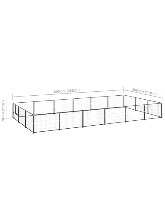 Voljeras šunims, juodos spalvos, 18m², plienas